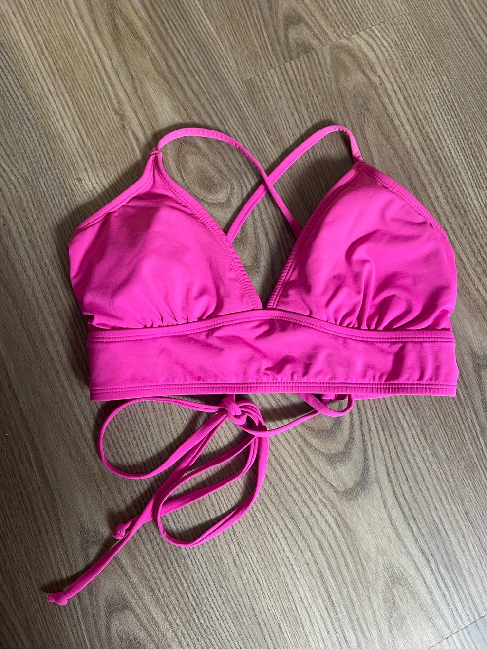 Athleta Crisscross Tie-Back Bikini Top Size S Barbie athletic Yoga Swim Summer - Picture 3 of 12